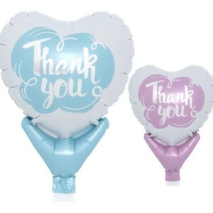 #BFK Balon Ibrex, na patyczek, serce 5", Thank You Airy, 10 szt.